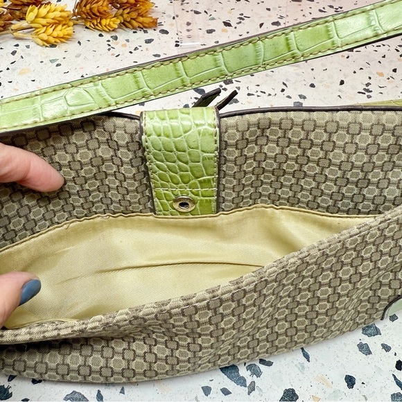 Vintage Nine West Baguette Green and Canvas Women’s Shoulder Bag OS - Picture 11 of 12